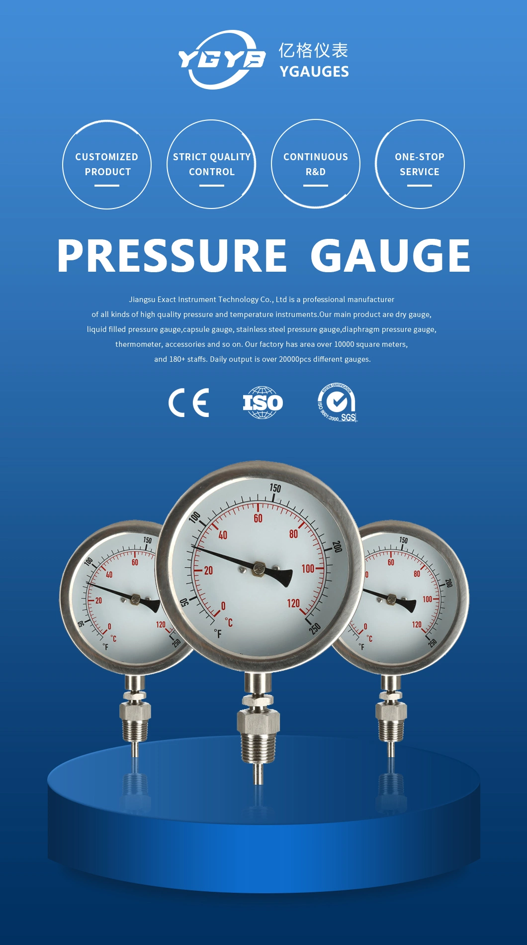 Industrial HVAC Bimetal Thermometer Temperature Gauge